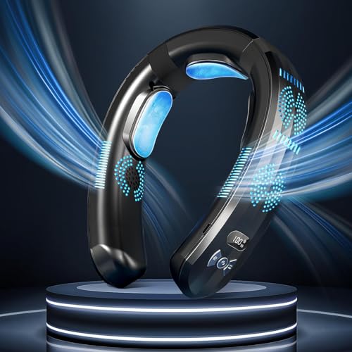 Zymise Persönliche Klimaanlage, 6000 mAh, Halsventilator, wiederaufladbar, 3 Geschwindigkeiten, tragbarer Hals- Ventilator, tragbarer Ventilator für Arbeit, Reisen, Outdoor