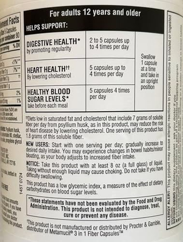 Member's Mark Fiber Capsules 2Pack (400 Count) Psyllium Husk is The #1 Doctor-Recommended Fiber Supplement. - Image 4