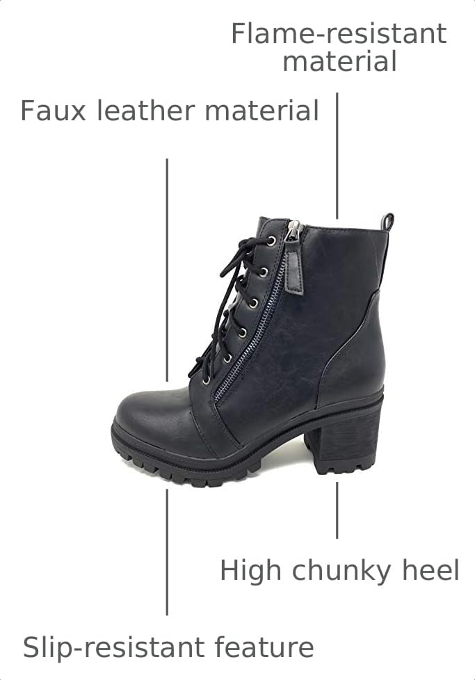 Image of Soda Indiana Women's Faux Leather Lace Up High Chunky Heel Ankle Booties