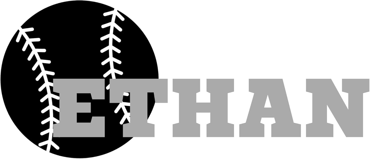 Personalized Baseball Vinyl Decal, Custom Baseball Wall Decor, Sport Ball Sticker with Name for Boys & Girls, Choose from 30 Colors & Several Size