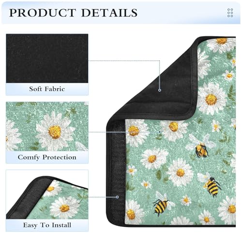 Image of 2 Pack Seatbelt Covers Seat Belt Cover Pad for Adults Boys Girls Car Seat Strap Covers Pads Cushion Universal Shoulder Strap Pad Protector for Backpack Camera Bag 10x7.7Inch Mint Green Daisy Flowers a