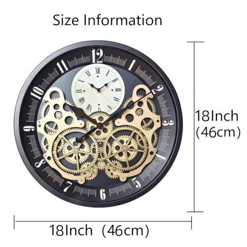 Steampunk 18-Inch Moving Gear Wall Clock