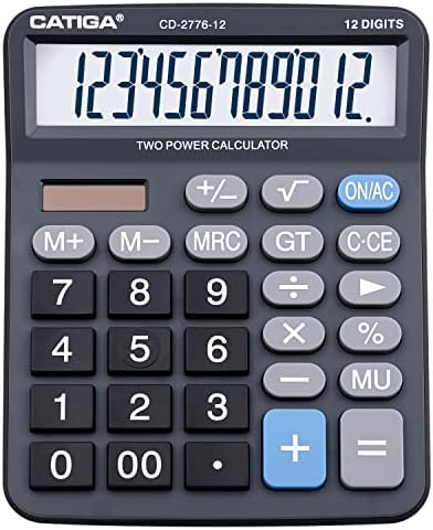 Premium Commercial 12-Digit Large Desktop Calculator with Huge 5-Inch LCD Display Screen, Giant Responsive Buttons, Battery and Solar Powered, Perfect for Home/Office Accounting Finance Use, CD-2776
