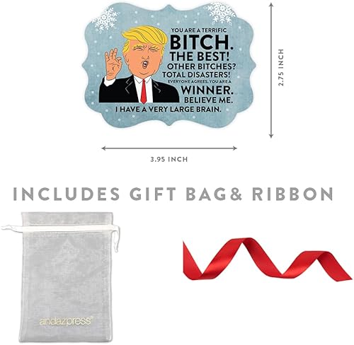 Miniatura 5 de Andaz Press Divertido presidente Donald Trump Fancy Frame Recuerdo Adorno de Navidad Regalo de mordaza, Perra fantástica, 1 paquete, ideas de regalo