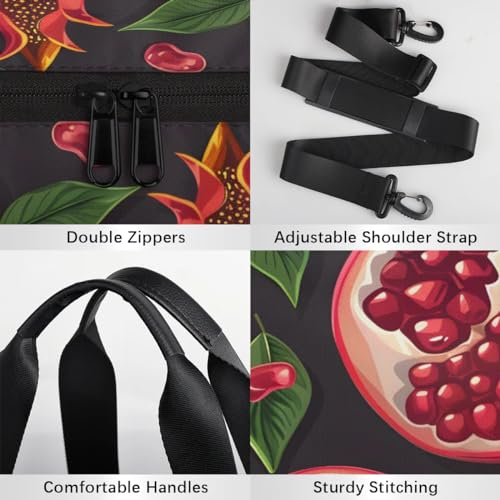 Fruit Pomegranate Leaves Travel Gym Bag Waterproof Sport Dance Bag for Women Men Portable Gymnastics Duffel Bags Canvas Tote Carry on Handbag for Workout Overnight Weekender4