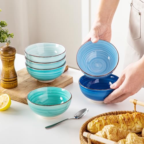vancasso Bonita Keramik-Schüsseln, Mini-Dessert- und Dip-Schalen, 12,7 cm, Kinderschalen, spülmaschinen- und mikrowellengeeignet, Blau, 340 ml, 6 Stück