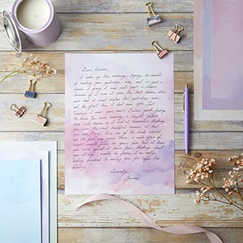 96 Sheets Watercolor Stationery Decorative Paper, Double-Sided, Printer Friendly For Letters, Invitations, Scrapbooking (12 Designs, 8.5 X 11 In) #TOP1