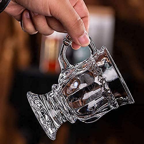 KiKiluxxa Glass Coffee Mugs With Handle Set Of 6,Clear Tea Cup Set For Coffee, Tea, Milk, Hot & Cold Beverage, 140 ml
