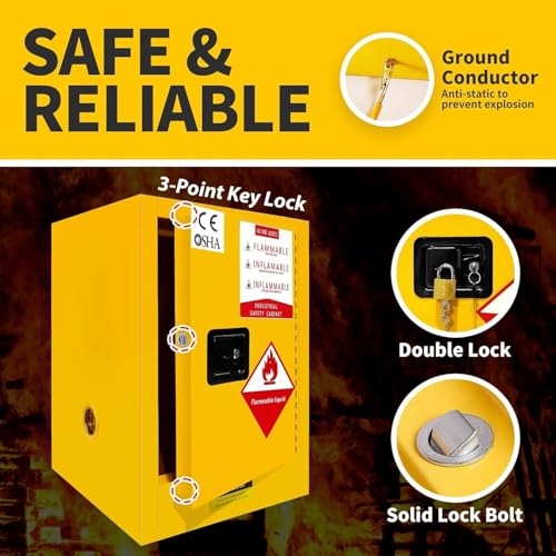 Armario de almacenamiento de productos químicos peligrosos, gabinete de seguridad resistente al fuego para líquidos inflamables, grado de laboratorio industrial con ajustable