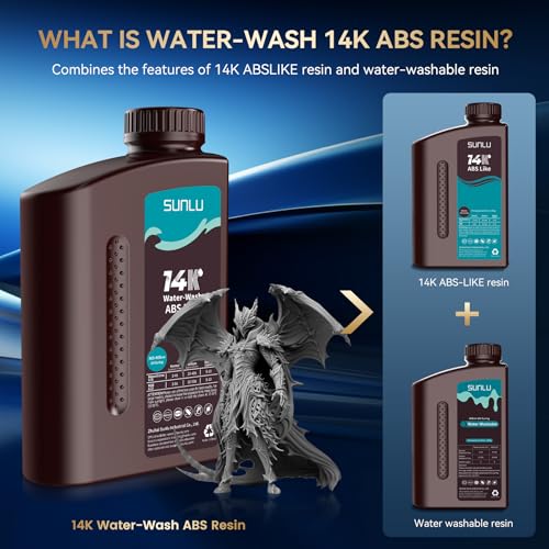 Image of SUNLU 14K Water-Wash ABS Resin 3000g, High Precision for Miniatures, Water-Washable & Tougher Than ABSLIKE Resin, Fast Curing for LCD /DLP /SLA 3D Printers, 3KG White