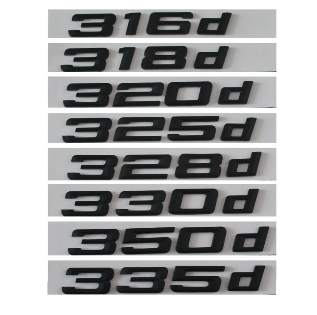Matt Black 316d 318d 320d 325d 328d 330d 335d Car Emblems Rear Number Letters Badges for BMW 3 Series E90 E46 E91 E92 E93 F30 (328d,Matt Black)