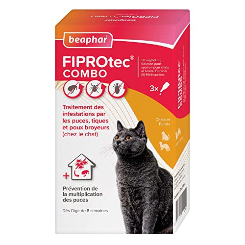 Beaphar – FIPROTEC Combo Solution Spot-on pour Chats et furets (1kg) au Fipronil et...