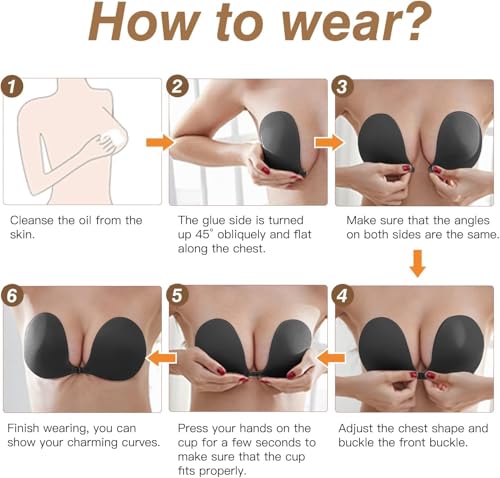 Image of queensecret Adhesive Bra, Push up Strapless Self Adhesive Bra, Invisible Silicone Bra for Backless Dress