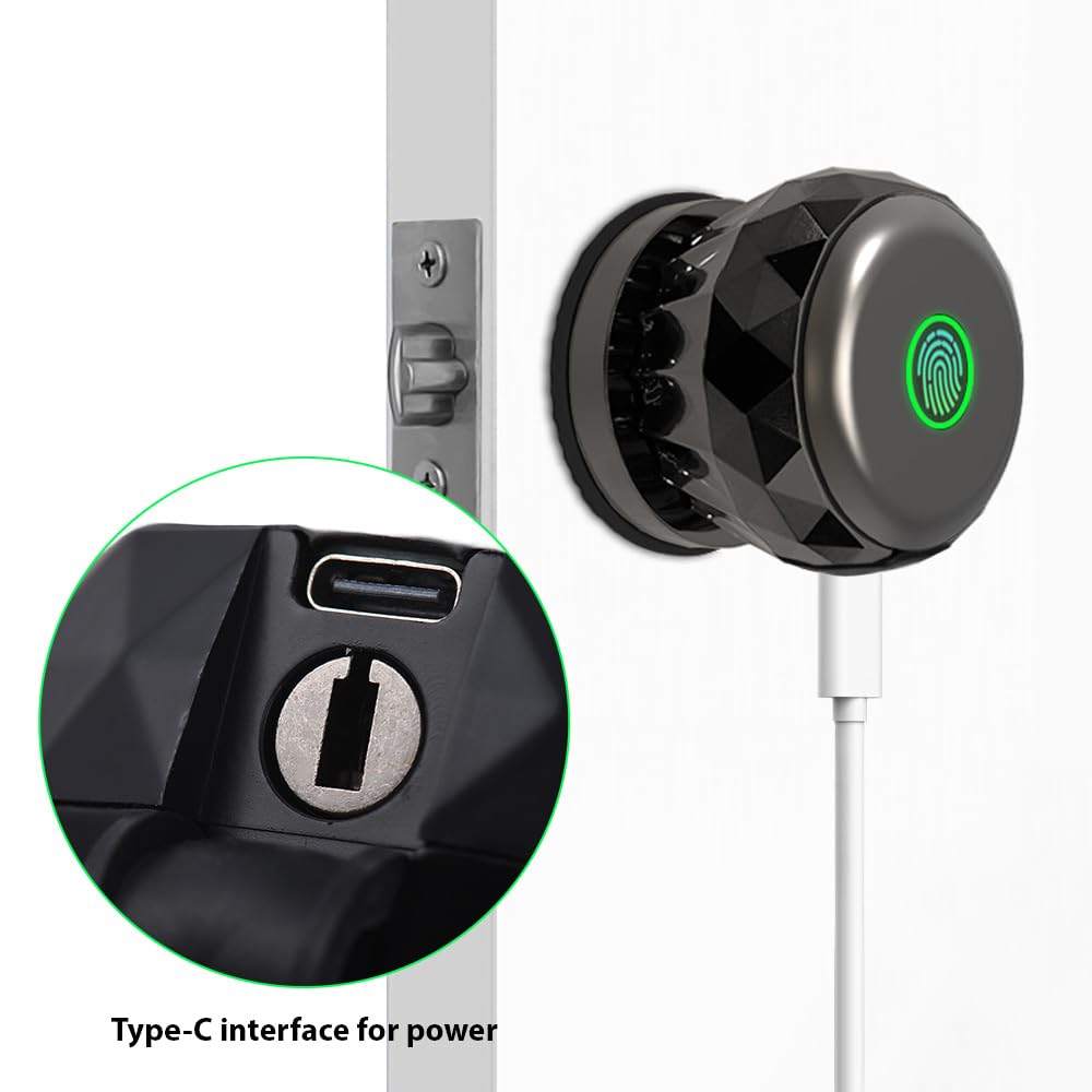 Smart Lock - Cerradura de puerta sin llave con mando a distancia de huellas dactilares, mando a distancia con aplicación TY, BT 3 en 1 con huella dactilar/llave/aplicación para 35 – 55 mm,