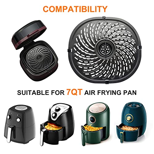 Air Fryer Grill Pan Replacement Parts For 7Qt Powerxl Gowise Air Fryers, Upgraded Nonstick Air Fryer Crisper Plate Tray, Air Fryer Rack With Rubber Bumpers For 7Qt Air Fryer, Dishwasher Safe #TOP2