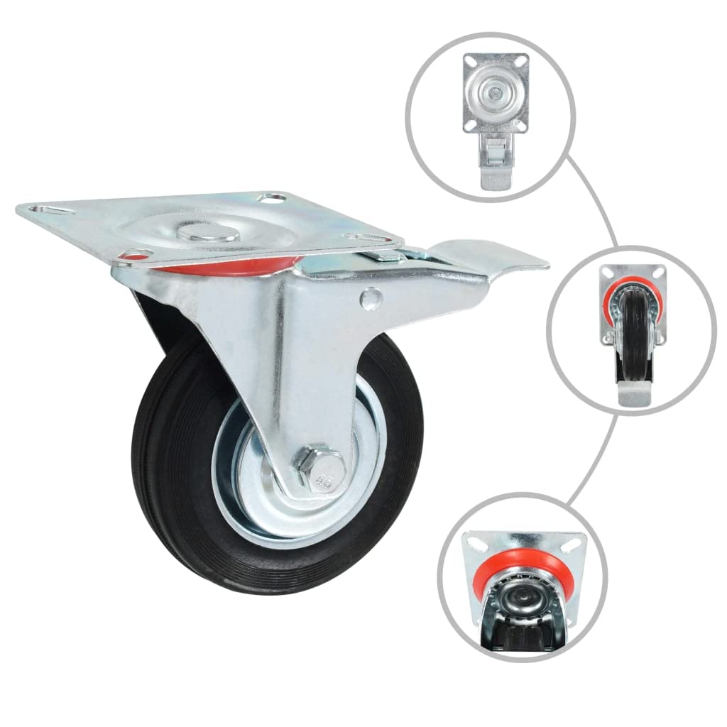vidaXL 32x Rollen Lenkrollen mit Doppelbremsen Bockrollen Schwerlastrollen Transportrollen Möbelrollen Laufrollen Industrierolle 100mm Gummi Eisen