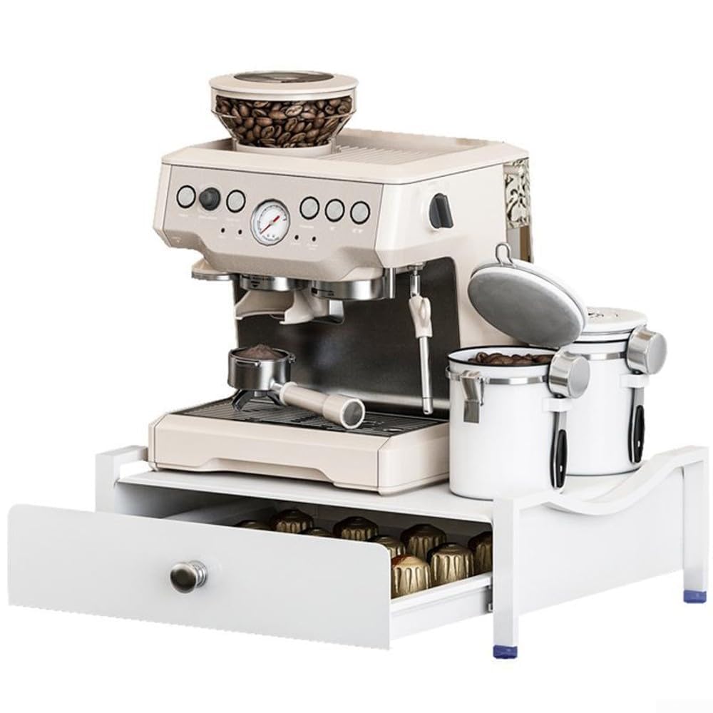 Robustes Kaffeezubehör aus Metall mit integrierter Schiebeschublade – perfekt für effiziente Küchenaufbewahrung und einfachen Zugang zu Kaffeezubehör