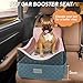 JOEJOY Elevated Dog Car Seat for Small/Medium Dogs up to 35 lbs, Memory Foam Booster Seat with Detachable Washable Cover, Travel-Safe Car Bed with Safety Belts & Storage Pockets, Pink