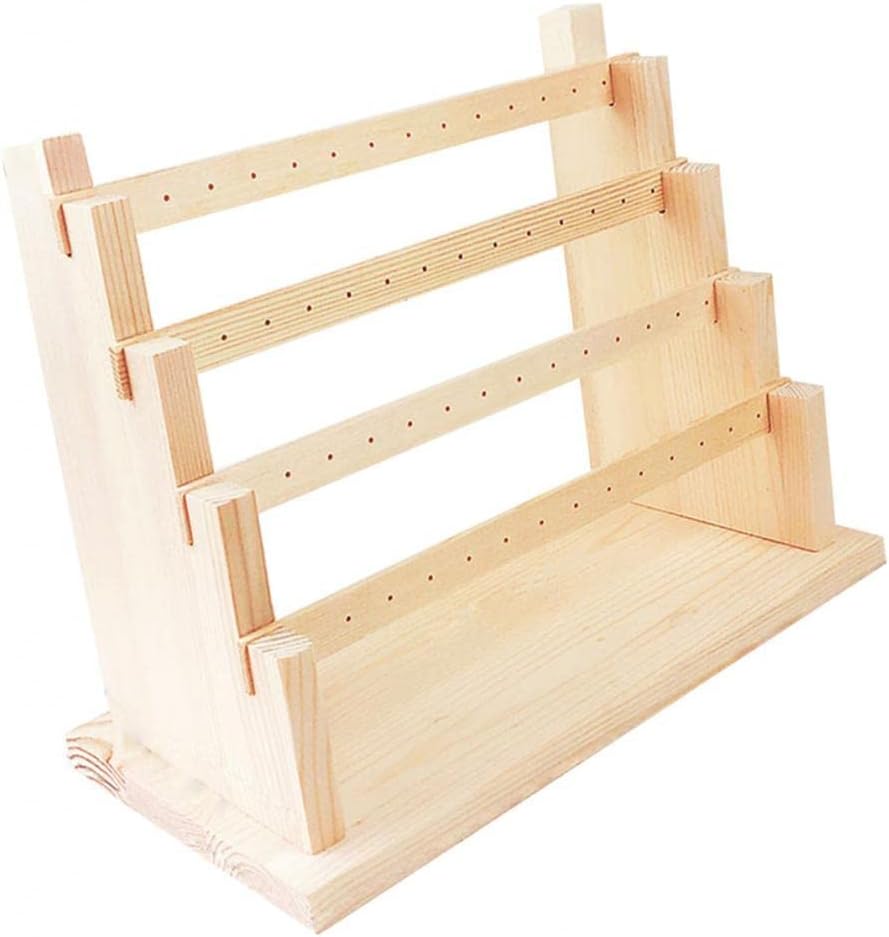 Wooden Retail Jewelry Showcase Rack Countertop Small Item Display Stand for Earrings Rings Brooches Necklaces Bracelets etc/67 (Color : 5 Tiers 1) (Light Brown)