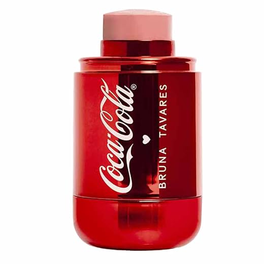 Bruna Tavares Blush Stick Coca Cola Flush Vibes, Bastão para Face, Vermelho Metálico, Maquiagem Profissional
