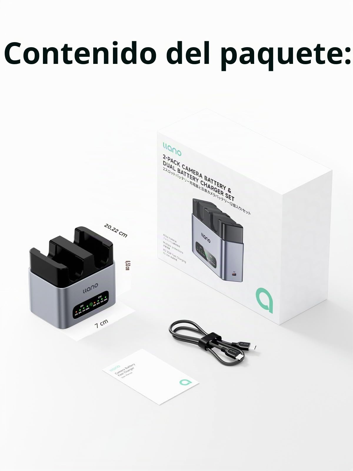 llano 20W NP-FW50 Cargador Rápido de Doble Ranura para Sony baterías de cámara A6000, A6400,ZV-E10,A7II,A6100,A6500,A6300, A7,A7R,A7RII,A7S,A5000, A5100, USB-C, indicador LED, Carcasa de Aluminio CNC | 2 ranuras para A6000 A6400 Zv-e10 A7ii A6100 A6500 A6