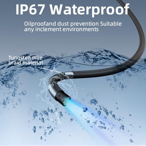 Image of Two-Way Articulating Borescope, 1080P HD Industrial Inspection Endoscope Camera with 8 LED Lights, 5ft Semi-Rigid Flexible Snake Probe, IP67 Waterproof for Automotive, HVAC, Plumbing Repair Tools