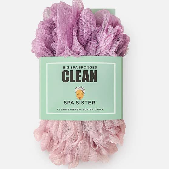 by Spa Accessories, SPA SISTER JUMBO SPONGE 2 PACK (LAVANDER & MAUVE)