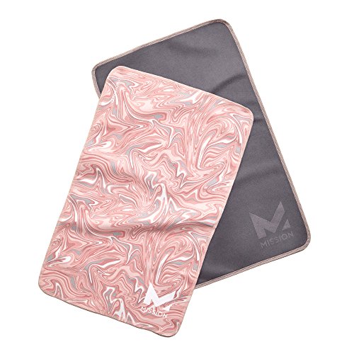 Mission VaporActive Yoga Hand Towel (Pack 2), Glaze Quartz Pink/Solid Charcoal, 10" x
