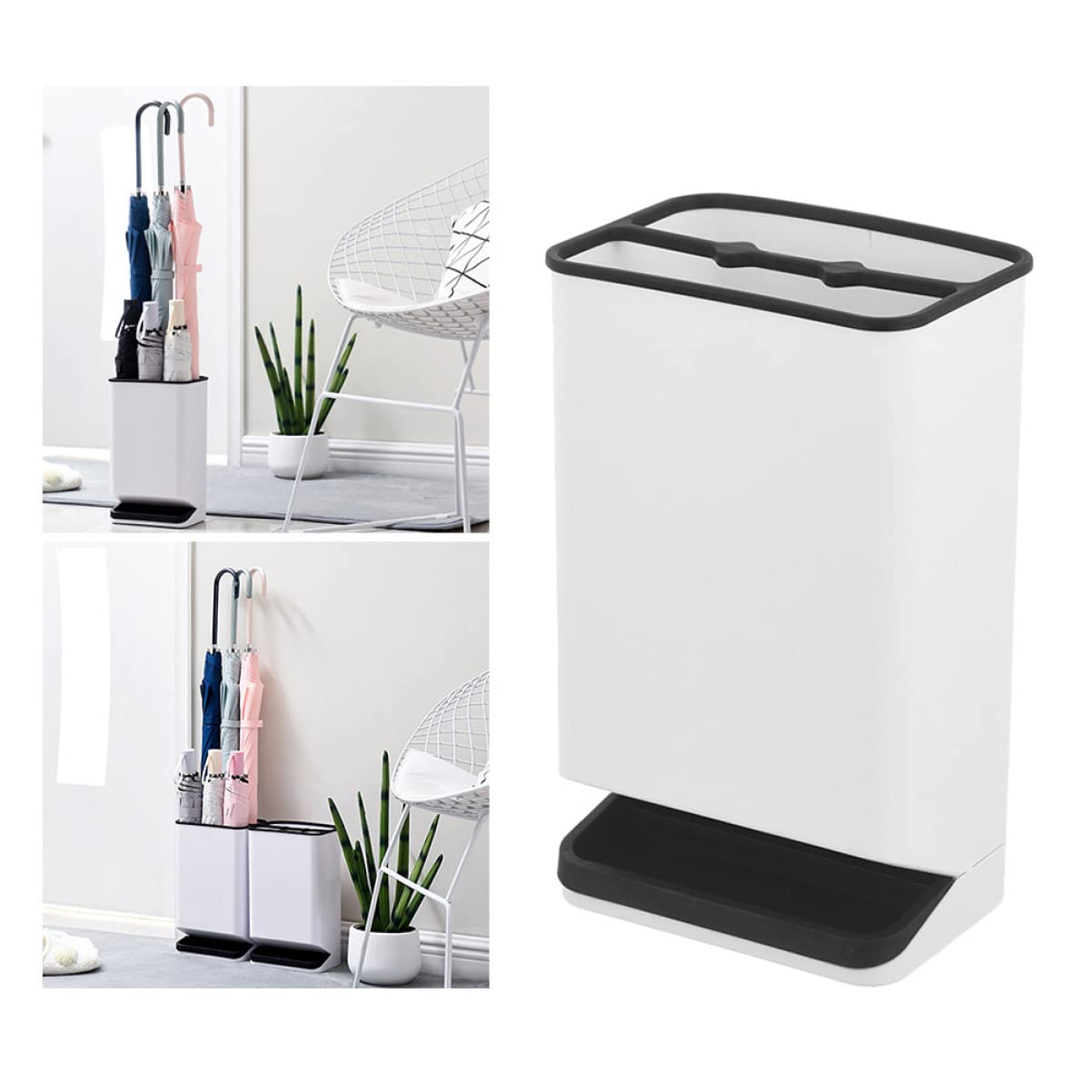 Happyyami Detachable Umbrella Storage Rack Leakproof Dumping Six Hole Holder for Long and Handle Umbrellas Compact Design for Minimalist Spaces Black Color Random Base Style