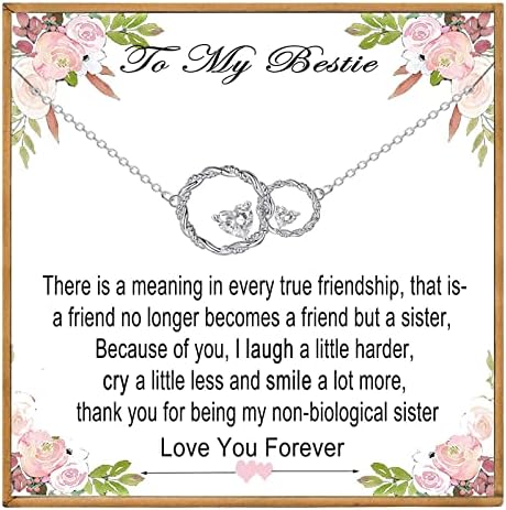 VOSAP Friendship Gifts for Women, Best Friend Necklace, Sterling Silver Heart Infinity/Interlocking Circles Friendship Necklace Gift for Best Friend Birthday Jewellery