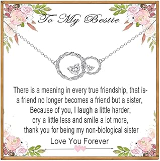 VOSAP Friendship Gifts for Women, Best Friend Necklace, Sterling Silver Heart Infinity/Interlocking Circles Friendship Necklace Gift for Best Friend Birthday Jewellery