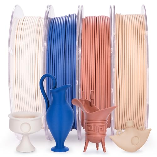 Image of AMOLEN PLA Matte 3D Printer Filament Bundle, PLA 1.75mm Craftsman Color Quartet Set, Porcelain White /Terracotta /Delft Blue /Sand Beige, 200g X 4 Spools