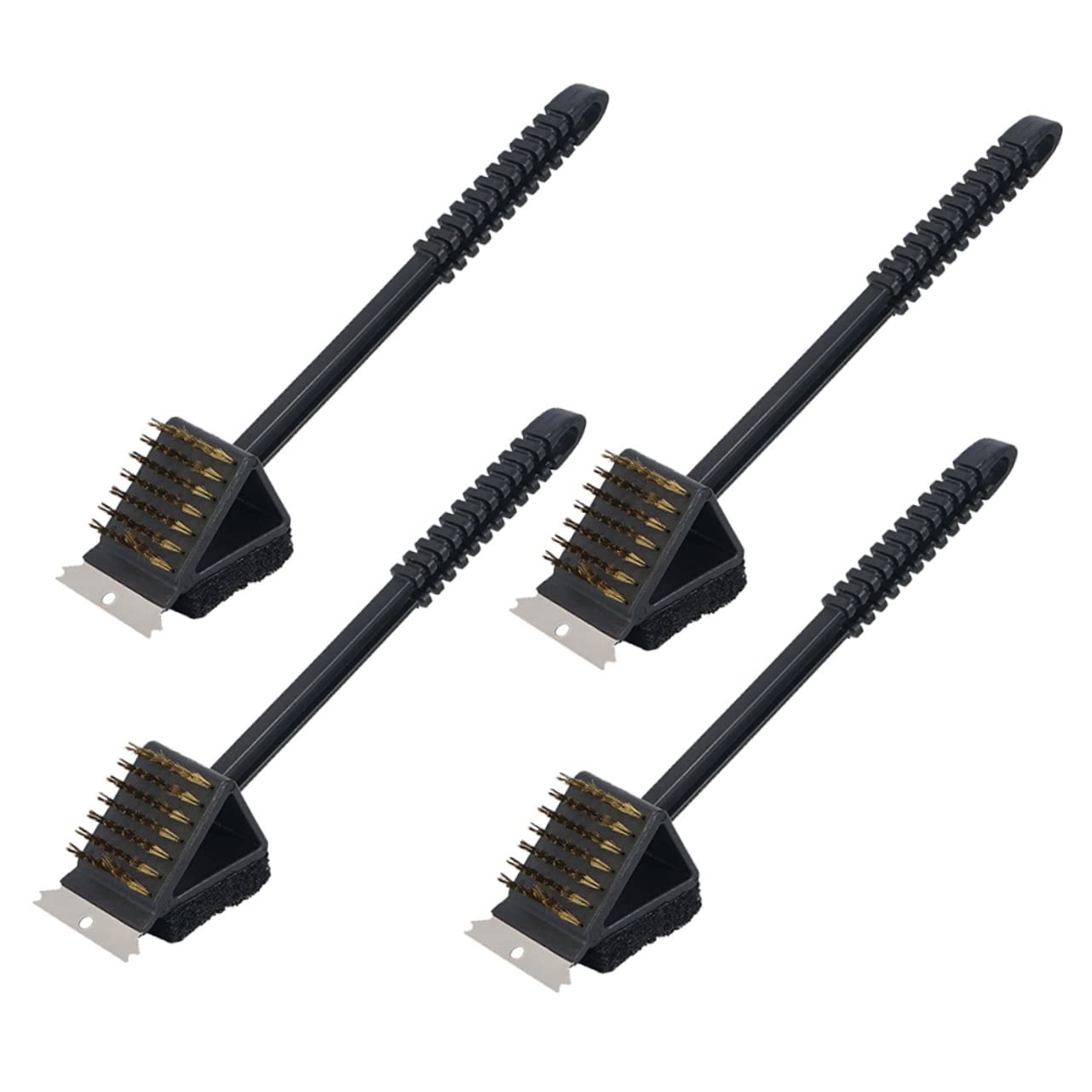 Outanaya 4Pcs Grill Net Cleaner Durable Cleaning Brush with Scraper Non Slip Handle Ergonomic Design for Grill Cleaning and Maintenance