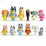 ViliV 12 Pcs Wolfs-Bluey Figures Toys Playset, Wolves-Bluey Action Figurines Family and Friends Set