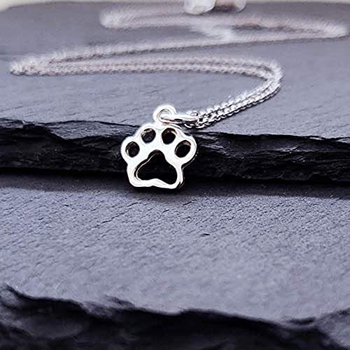 Paw Print Sterling Silver Charm Necklace,18" (Tiny Size) #TOP1