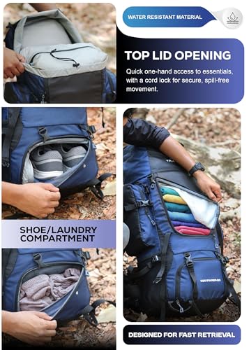 TRAWOC Wayfarer 80L Camping Hiking Trekking Bag (Navy Blue) - Image 3