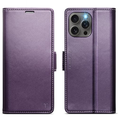 Tenifly for iPhone 14 Pro Max Case Wallet with RFID Blocking Card Holder, PU Leather Kickstand Protective Flip Phone Cover Fit for iPhone 14 Pro Max 6.7', Purple