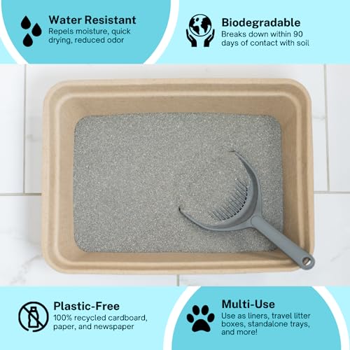 Image of Disposable Litter Box for Cats | Thick and Sturdy Jumbo Sized 4-Pack