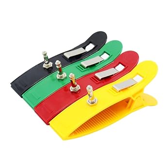 skmeditec 4-Piece ECG/ECG Adapter Electrodes Limb Clamp Set for Adults Multiple Colour Electrodes for 4 mm Bananas 3 mm Needles Snap Pinch