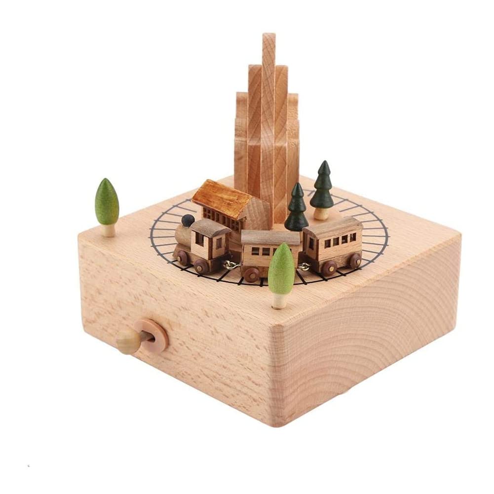 Cleana Arts Mountain Tunnel Music Box - Handcrafted Beech Wood Mechanical Music Box - View #2