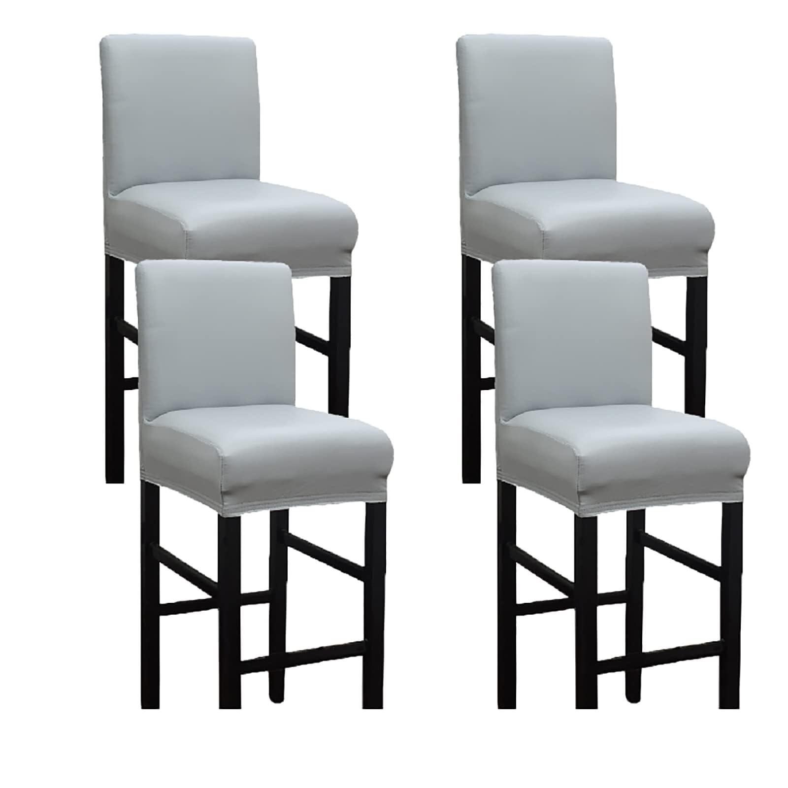 NMVAWIPT Waterproof Fabric Bar Stool Covers, Stretchy Slipcovers For Short Back Stools, For Kitchen, Cafe, Dining Room Decor(Grey,4 pieces)