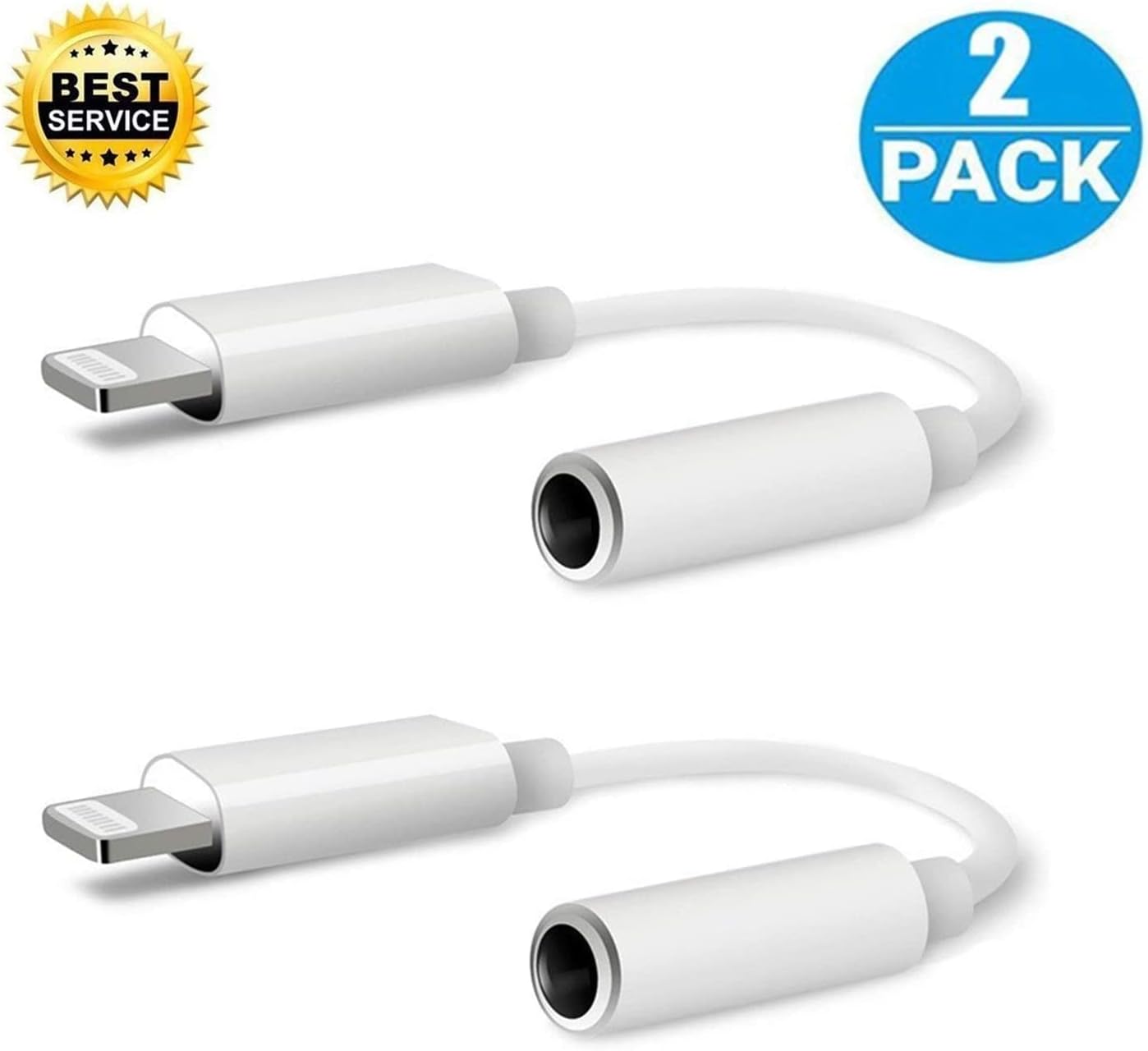 [Apple MFi Certified] Lightning to 3.5 mm Headphone Jack Adapter, 2 Pack Earphone Audio Jack Aux, Dongle Cable Compatible with iPhone 13/12/11 Pro/XR/XS Max/X/8/7 Support All iOS& Music Control