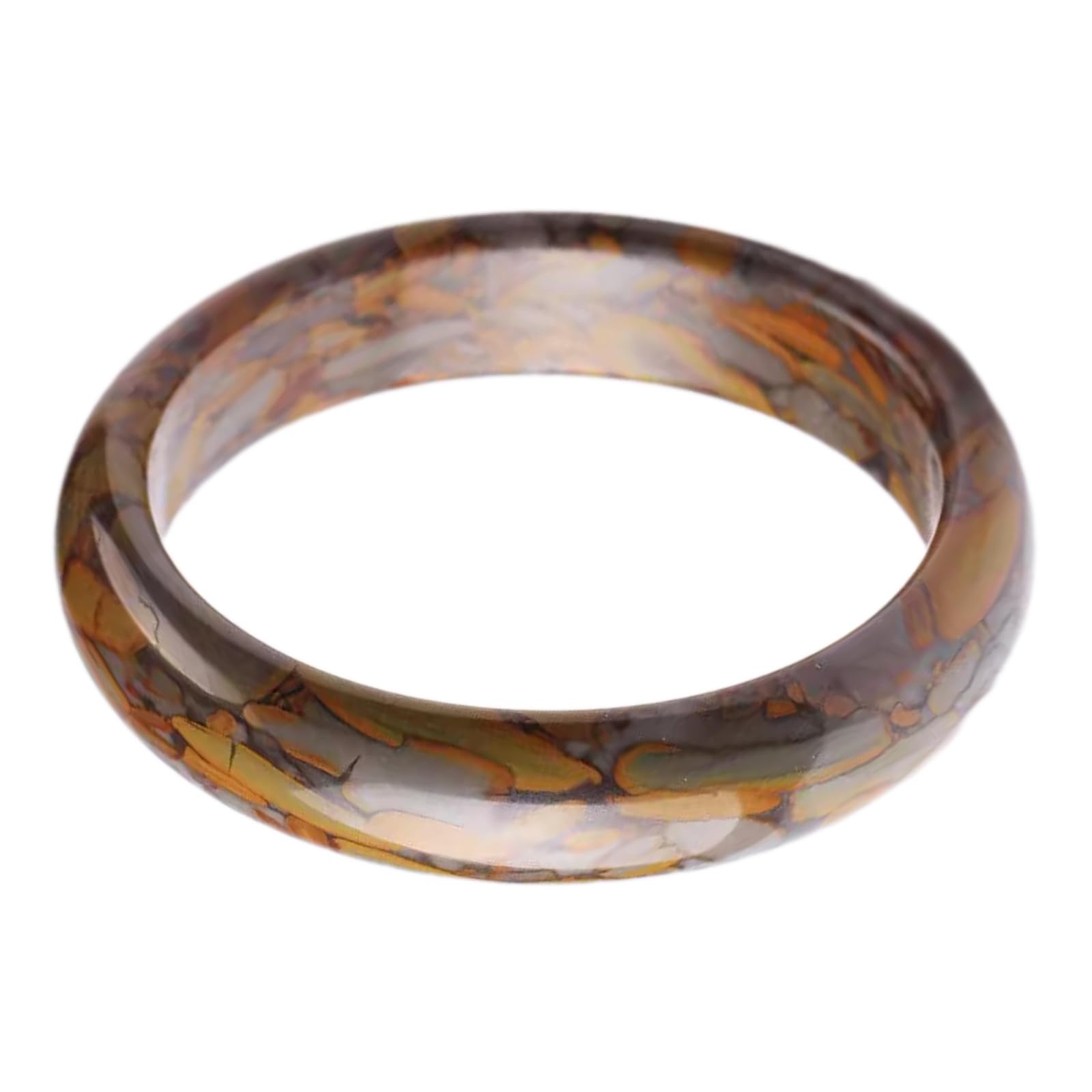 Bracelet jonc en jade marron femme : bijou porte-bonheur en pierre naturelle