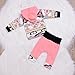 Kashoer 2Pcs Baby Girls Fall Winter Long Sleeve Floral Geometric Print Hoodie + Pants Outfit Set (6-12M, Pink) 2