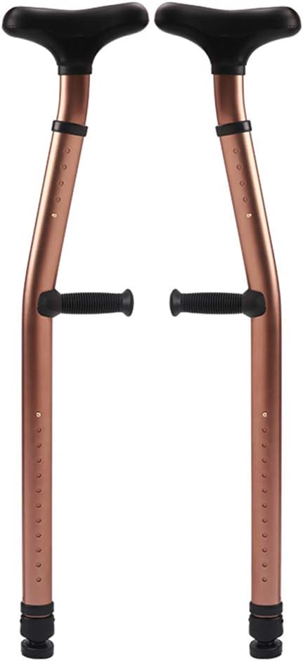 Heavy Medical Underarm Adult Crutches,Bold Design Crutch Walker with Height Adjustable,Super Load Bearing Aluminum Alloy,Gold Fashionable