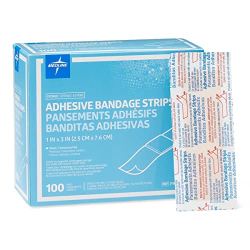 Medline Bandage Adhesive Plastic, 1 Inch X 3 Inch, 100 Count #TOP1