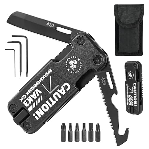 VIPERADE VAK3 15 en 1 Navaja de bolsillo multiherramienta, juego de puntas de destornillador multiherramienta con autobloqueo, accesorios de abrebotellas para sobrevivir y acampar