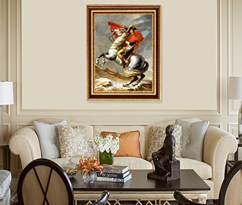 Eliteart- Napoleon Crossing The Alps By Jacques-Louis David Oil Painting Reproduction Giclee Wall Art Canvas Prints-Framed Size:25"X29" #TOP1