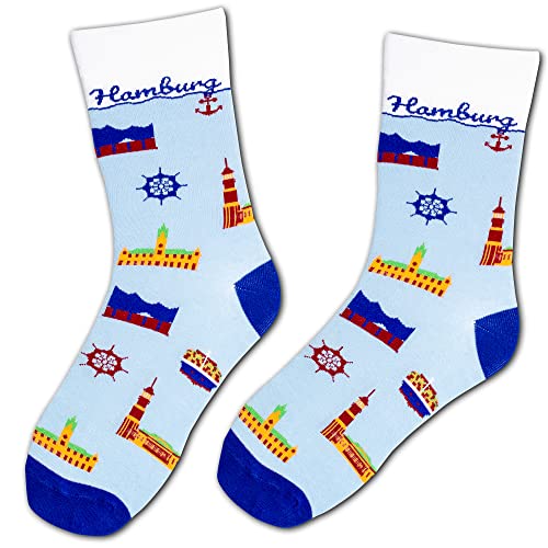 Hamburg Sehenswürdigkeiten - Bunte Motivsocken Unisex Größe 41-46
