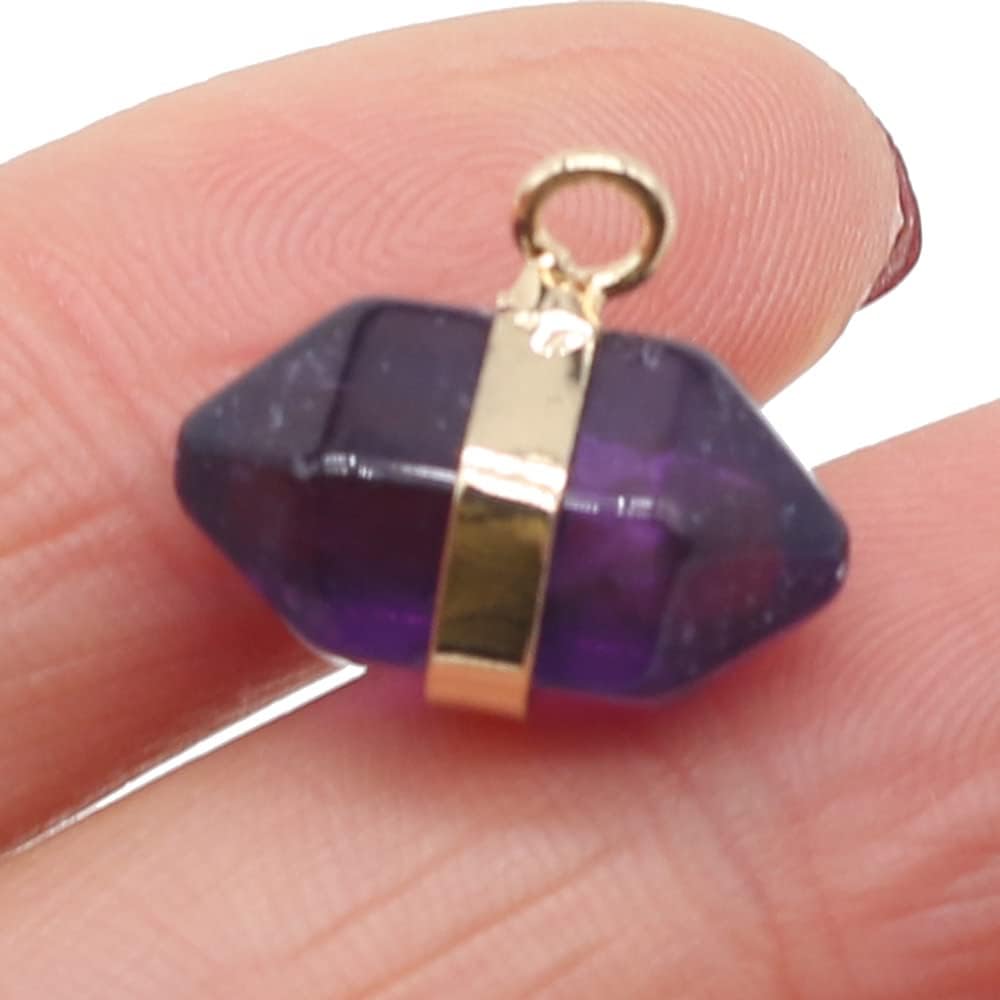 LHJ 7 Pcs Natural Stone Pendants Double Pointed Mixed Crystal Agate Stone Charms for Jewelry Making Necklace Bracelet - Image 4